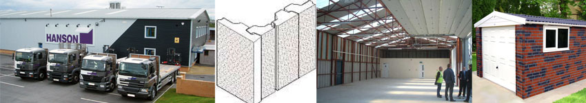 Image showing Hanson Garage factory, commercial building project, interlocking panels and brick clad garage